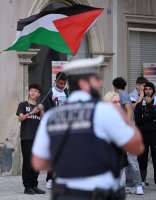 Solidaritaet mit Israel - Kundgebung auf dem Marktplatz in Rottenburg (Kreis Tuebingen)