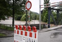 Hochwasser, Neckar in Rottenburg - Bad Niedernau (Kreis Tuebingen)