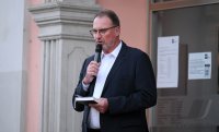 Solidaritaet mit Israel - Kundgebung auf dem Marktplatz in Rottenburg (Kreis Tuebingen)