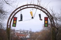 Wetterbild, Themenbild: Bauernprotest im Kreis Tuebingen; Ampeln und Gummistiefel