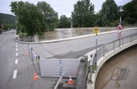 Hochwasser, Neckar in Rottenburg - Bieringen (Kreis Tuebingen)