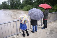 Hochwasser, Neckar in Rottenburg - Bieringen (Kreis Tuebingen)