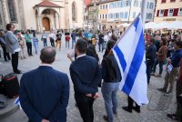 Solidaritaet mit Israel - Kundgebung auf dem Marktplatz in Rottenburg (Kreis Tuebingen)