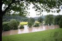 Hochwasser, Neckar in Rottenburg - Bieringen (Kreis Tuebingen)